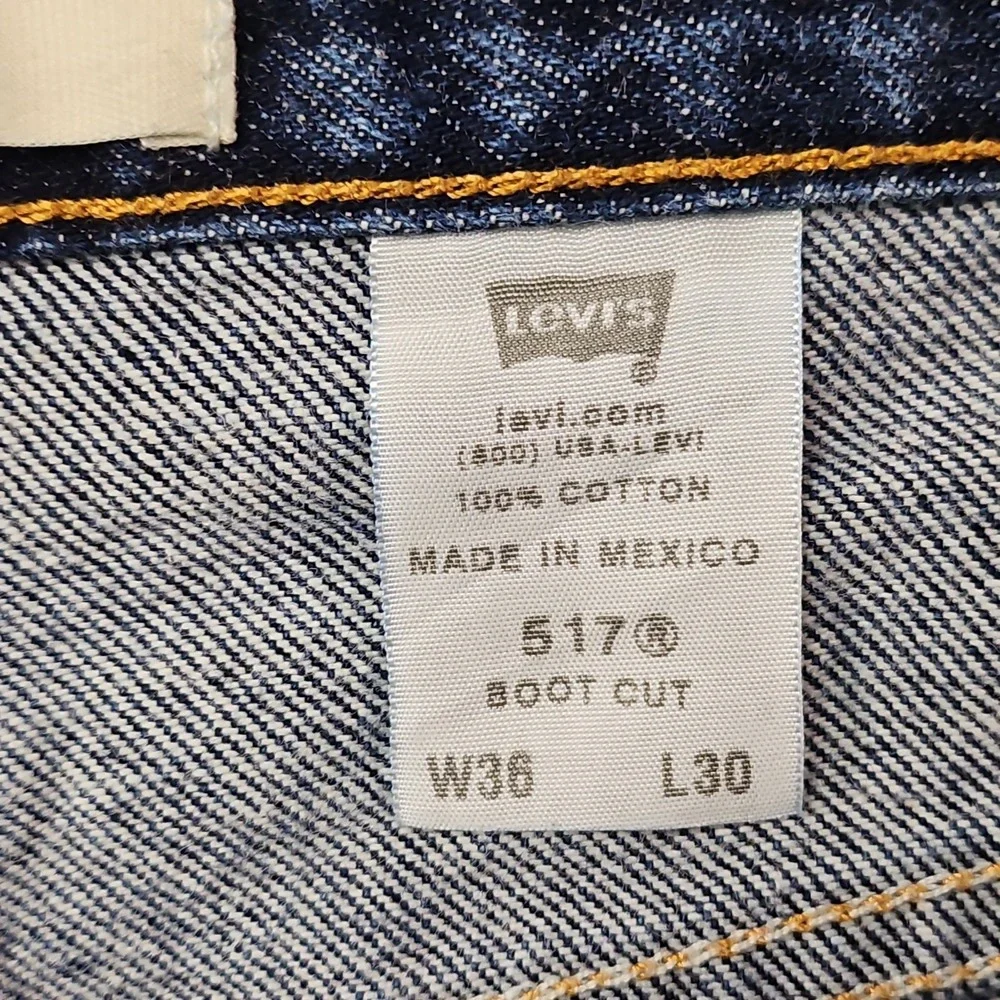 VTG Levis 517 Jeans Mens 36x30 Blue Denim Western Bootcut Ranch Rodeo Mexico Y2K